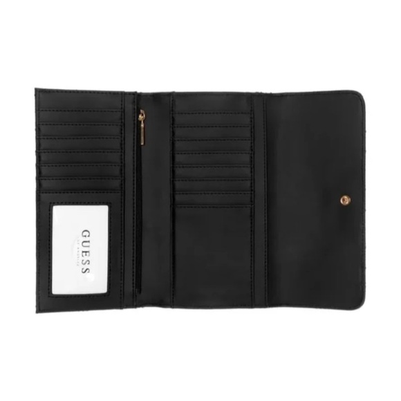 NEW Trifold Logo Castalia SLG Guess Black Clutch Wallet - Picture 2 of 3
